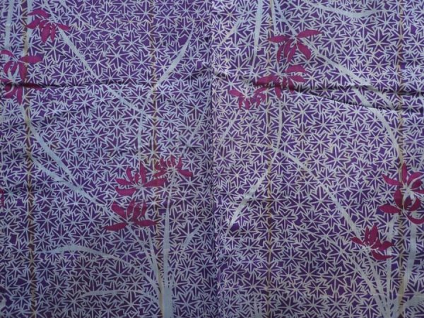 Photo3: 6827T02z460 Antique Japanese Kimono Silk HAORI Flower Dark lavender (3)