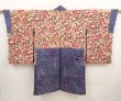 Photo6: 6827T02z460 Antique Japanese Kimono Silk HAORI Flower Dark lavender (6)