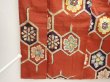 Photo7: 6827T04z620 Vintage Japanese Kimono Silk TSUMUGI Flowers Red-Brown (7)