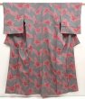 Photo1: 6827T05z690 Vintage Japanese Kimono Silk TSUMUGI Butterfly Gray (1)