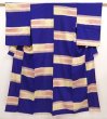 Photo1: 6827T06z760 Vintage Japanese Kimono Silk TSUMUGI  Dark lavender blue (1)
