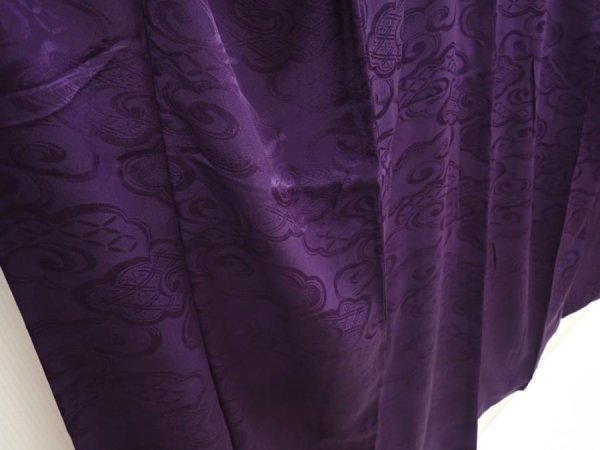Photo3: 6827T07z540 Vintage Japanese Kimono Silk IROMUJI Cloud Dark purple (3)