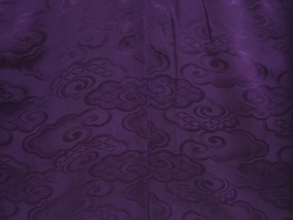 Photo5: 6827T07z540 Vintage Japanese Kimono Silk IROMUJI Cloud Dark purple (5)