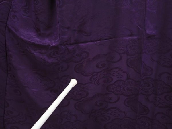 Photo8: 6827T07z540 Vintage Japanese Kimono Silk IROMUJI Cloud Dark purple (8)