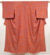 Photo1: 6827T08z630 Vintage Japanese Kimono Silk KOMON Aoi Orange-Red (1)
