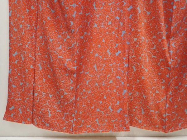 Photo4: 6827T08z630 Vintage Japanese Kimono Silk KOMON Aoi Orange-Red (4)