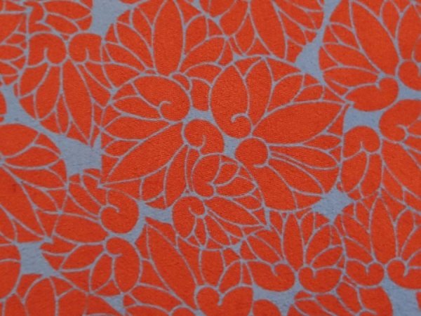 Photo6: 6827T08z630 Vintage Japanese Kimono Silk KOMON Aoi Orange-Red (6)