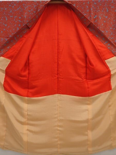 Photo8: 6827T08z630 Vintage Japanese Kimono Silk KOMON Aoi Orange-Red (8)