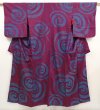 Photo1: 6827T09z620 Vintage Japanese Kimono Silk OMESHI Stream Wine red (1)