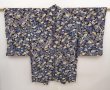 Photo1: 6827T10z640 Vintage Japanese Kimono Silk HAORI Flowers Dark purple (1)