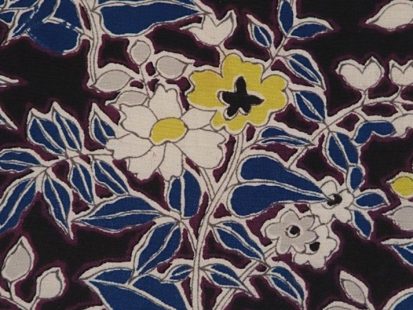 Photo4: 6827T10z640 Vintage Japanese Kimono Silk HAORI Flowers Dark purple (4)