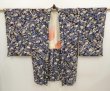 Photo7: 6827T10z640 Vintage Japanese Kimono Silk HAORI Flowers Dark purple (7)
