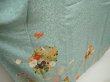 Photo3: 6827T11z1240 Vintage Japanese Kimono Silk FURISODE Flowers Dull cyan (3)
