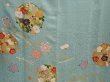 Photo8: 6827T11z1240 Vintage Japanese Kimono Silk FURISODE Flowers Dull cyan (8)