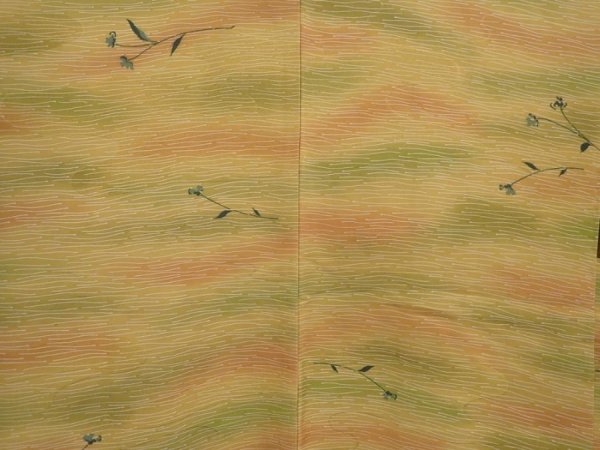 Photo3: 6901T01z620 Vintage Japanese Kimono Silk HAORI Flower Yellow ochre (3)