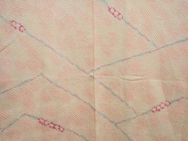 Photo3: 6901T02z420 Vintage Japanese Kimono Silk SHIBORI HAORI  Light peach (3)