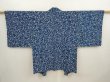 Photo1: 6901T03z560 Vintage Japanese Kimono Silk HAORI Maple Dark cyan blue (1)