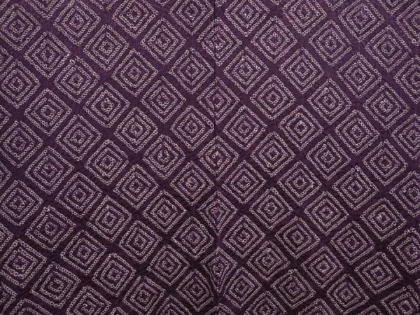Photo3: 6901T04z450 Vintage Japanese Kimono Silk SHIBORI HAORI  Purple (3)