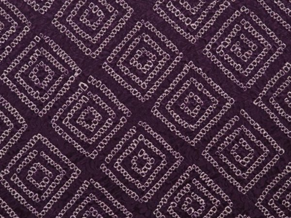 Photo4: 6901T04z450 Vintage Japanese Kimono Silk SHIBORI HAORI  Purple (4)