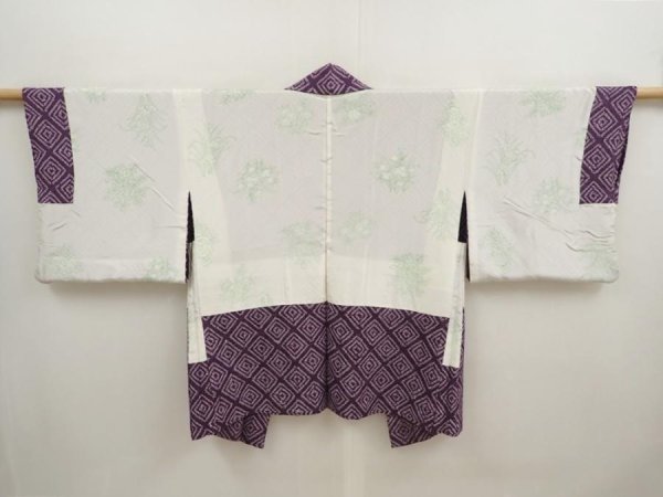 Photo6: 6901T04z450 Vintage Japanese Kimono Silk SHIBORI HAORI  Purple (6)