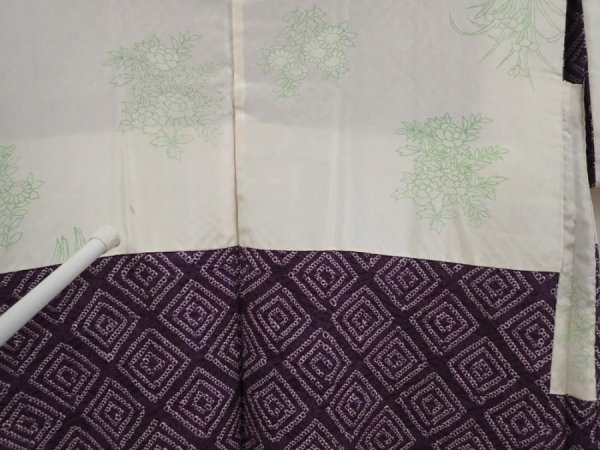 Photo8: 6901T04z450 Vintage Japanese Kimono Silk SHIBORI HAORI  Purple (8)