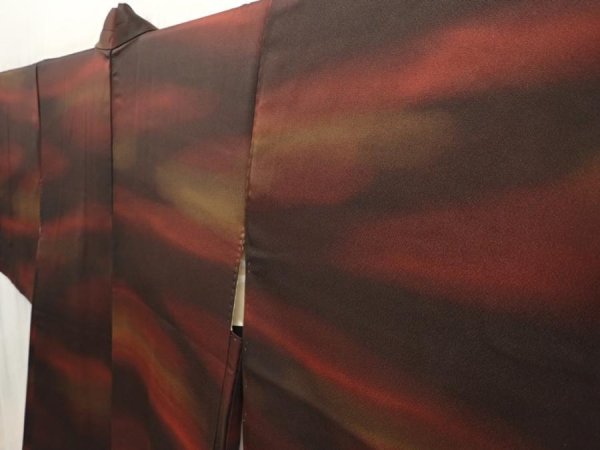 Photo2: 6901T05z560 Vintage Japanese Kimono Silk HAORI  Dark brown (2)