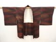Photo5: 6901T05z560 Vintage Japanese Kimono Silk HAORI  Dark brown (5)