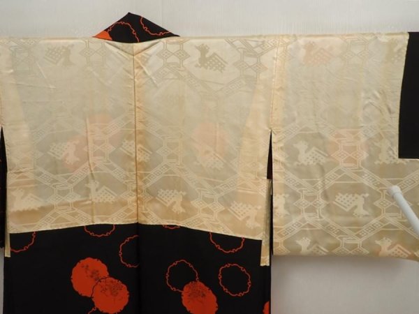 Photo8: 6901T07z550 Vintage Japanese Kimono Silk HAORI Yukiwa Black (8)