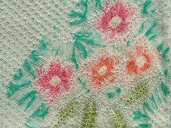 Photo4: 6901T08z520 Vintage Japanese Kimono Silk SHIBORI HAORI Flower Mint green (4)