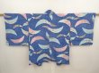 Photo1: 6901T09z550 Vintage Japanese Kimono Silk HAORI Flowers Oriental blue (1)