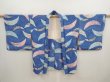 Photo5: 6901T09z550 Vintage Japanese Kimono Silk HAORI Flowers Oriental blue (5)