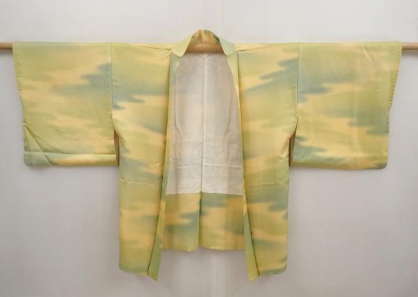 Photo6: 6901T10z480 Vintage Japanese Kimono Silk HAORI  Straw yellow (6)