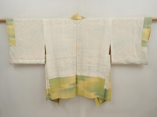 Photo7: 6901T10z480 Vintage Japanese Kimono Silk HAORI  Straw yellow (7)