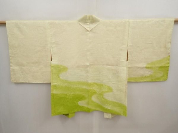 Photo1: 6901T11z500 Vintage Japanese Kimono Silk HAORI Rose Light cream (1)