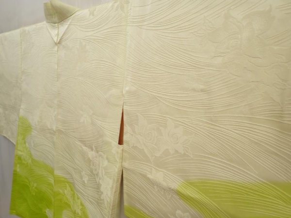 Photo2: 6901T11z500 Vintage Japanese Kimono Silk HAORI Rose Light cream (2)