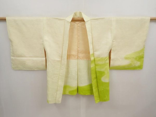 Photo5: 6901T11z500 Vintage Japanese Kimono Silk HAORI Rose Light cream (5)
