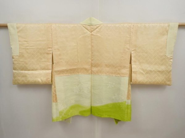 Photo6: 6901T11z500 Vintage Japanese Kimono Silk HAORI Rose Light cream (6)