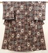 Photo1: 6901T12z650 Vintage Japanese Kimono Silk MEISEN KOMON  Black (1)