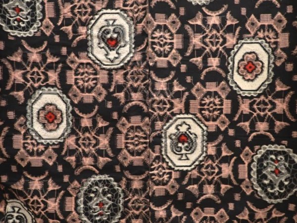 Photo5: 6901T12z650 Vintage Japanese Kimono Silk MEISEN KOMON  Black (5)