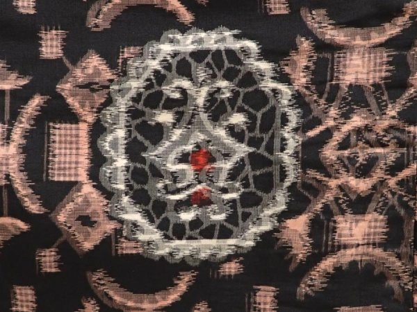 Photo6: 6901T12z650 Vintage Japanese Kimono Silk MEISEN KOMON  Black (6)