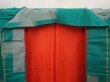 Photo6: 6901T13z570 Vintage Japanese Kimono Silk MEISEN KOMON Kasuri Green-Blue (6)