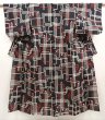 Photo1: 6901T14z340 Vintage Japanese Kimono Silk HITOE MEISEN KOMON  Black (1)