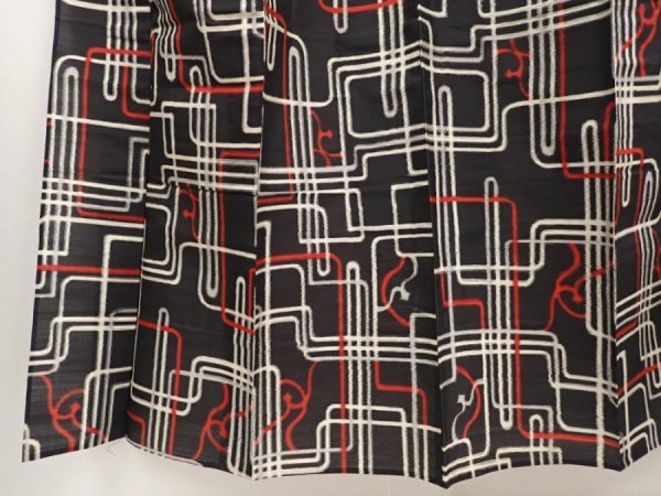Photo4: 6901T14z340 Vintage Japanese Kimono Silk HITOE MEISEN KOMON  Black (4)