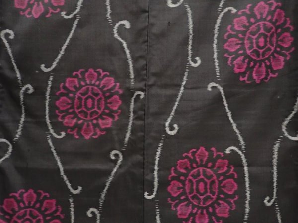 Photo5: 6901T15z560 Vintage Japanese Kimono Silk MEISEN KOMON Black (5)