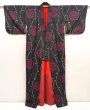 Photo8: 6901T15z560 Vintage Japanese Kimono Silk MEISEN KOMON Black (8)