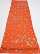 Photo5: 2H02z60  Japanese Kimono Silk  FABRIC Maple Orange-Red 40.9x14.4 (5)
