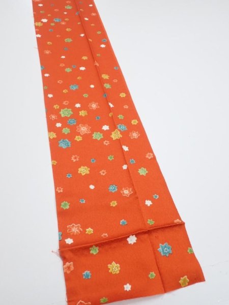 Photo2: 2H09z60  Japanese Kimono Silk  FABRIC Maple Orange-Red 83.5x7.1 (2)
