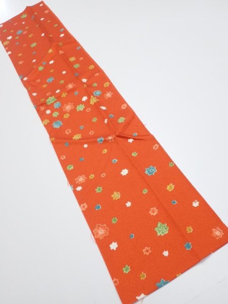 Photo1: 2H10z30  Japanese Kimono Silk  FABRIC Maple Orange-Red 33.5x7.1 (1)