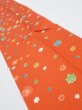 Photo2: 2H10z30  Japanese Kimono Silk  FABRIC Maple Orange-Red 33.5x7.1 (2)