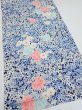 Photo2: 2H02z60  Japanese Kimono Silk  FABRIC Flowers Navy 45.3x14.6 (2)